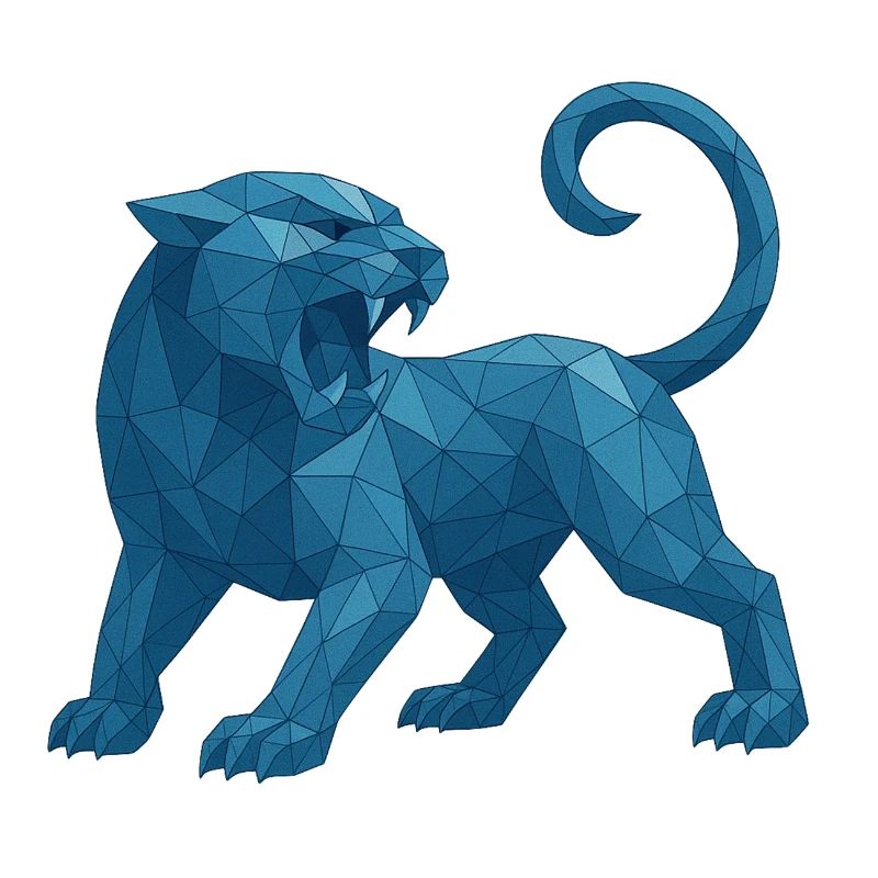 Blue Geometric Lion