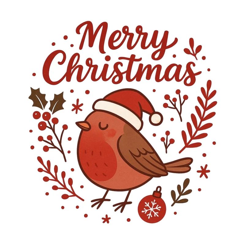 Robin mit Santa Hut – Merry Christmas