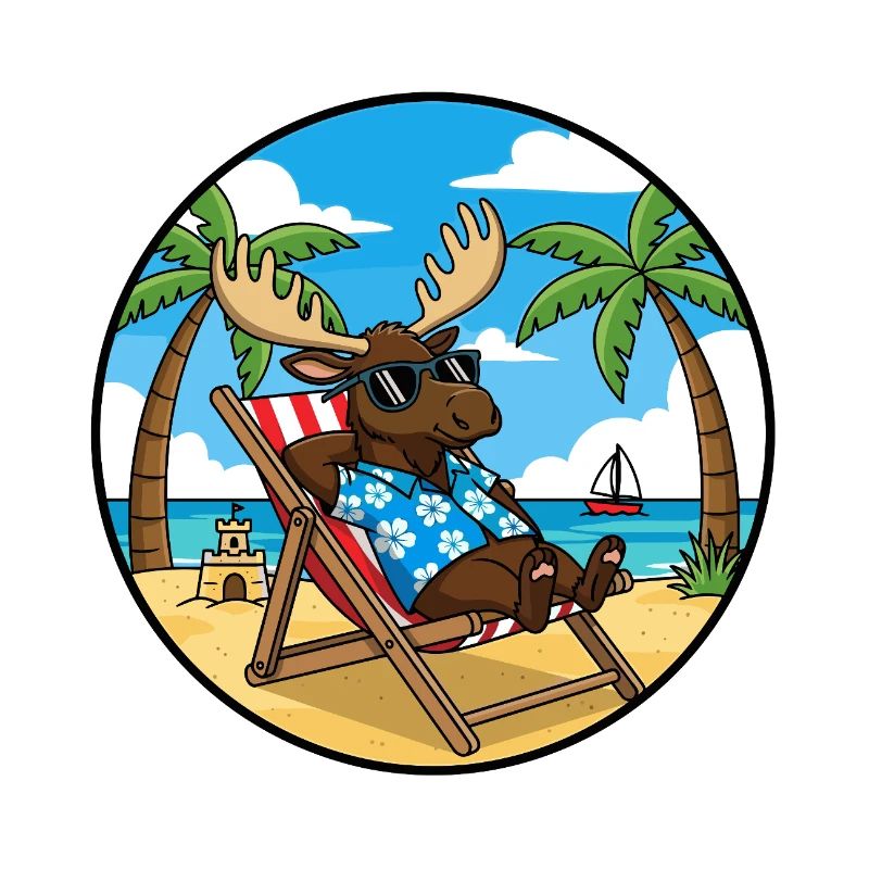Cool Moose Beach Vacation Summer Vibes