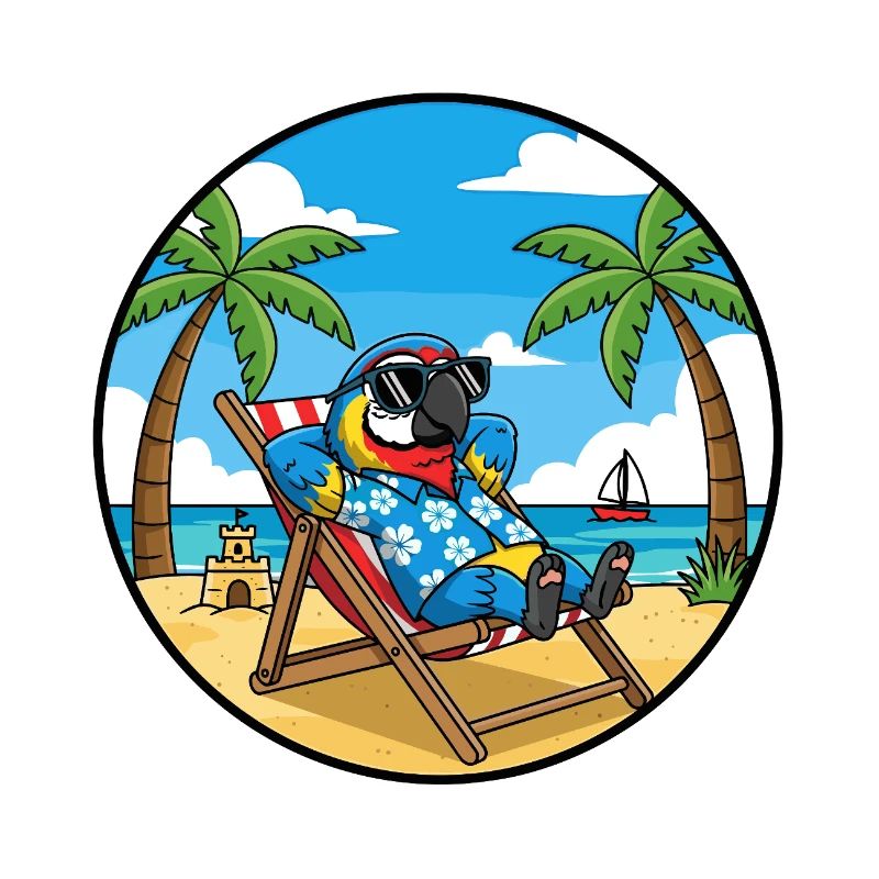 Cool Parrot Beach Vacation Summer Vibes