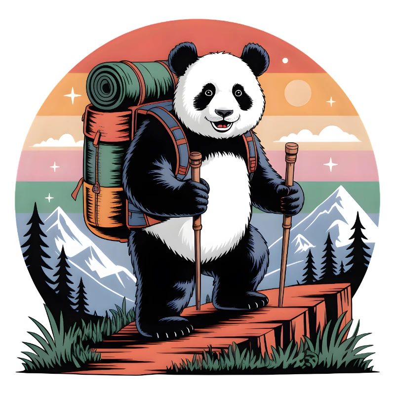 Wandernder Panda – Outdoor & Berge Abenteuer