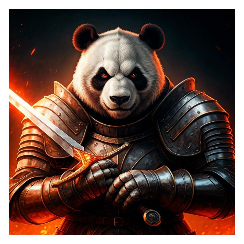 Panda warrior in fire armor