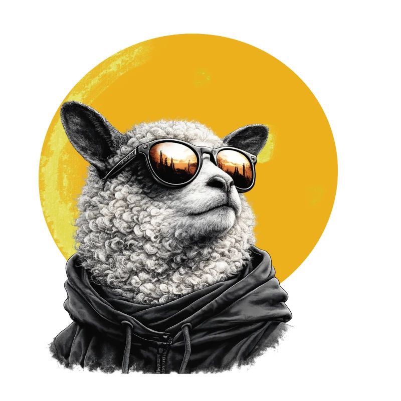 Mouton Soleil en sweat à capuche avec lunettes de soleil