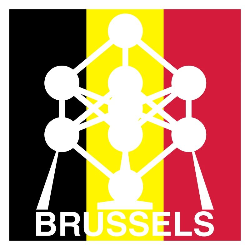 Brussels Atomium – Belgian Flag Square Icon