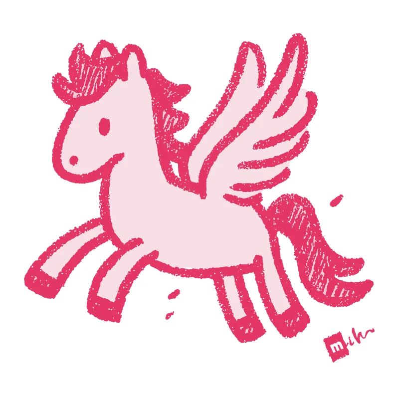 Winged Pony Pink Unicorn Sketch