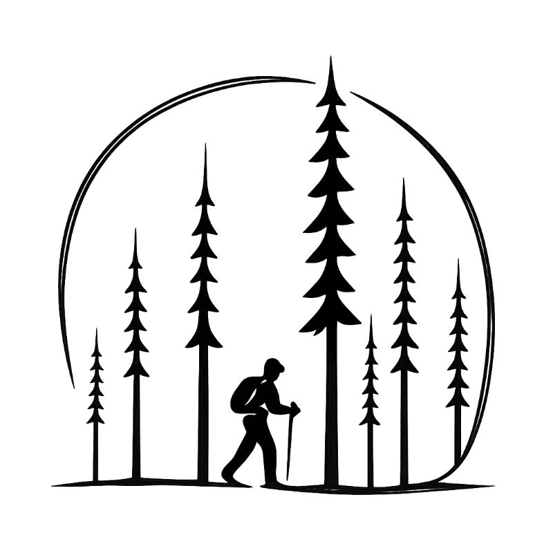 Forest Hiker Silhouette Circle Gift Switzerland