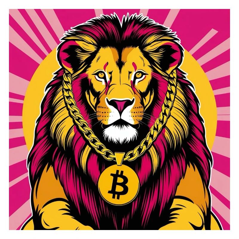 Krypto-Löwe Neon Pop Kunst