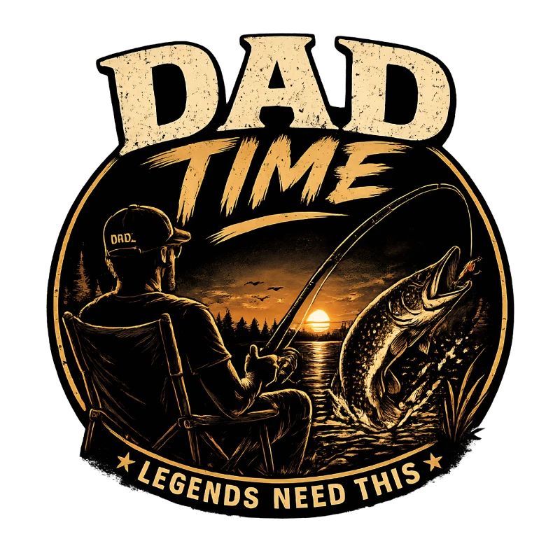 Dad Time Angelshirt – Pike Strike Sunset