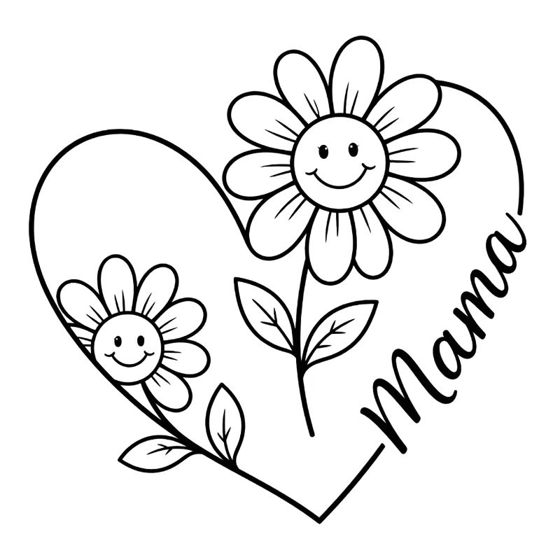 Mama Blumen Line-Art