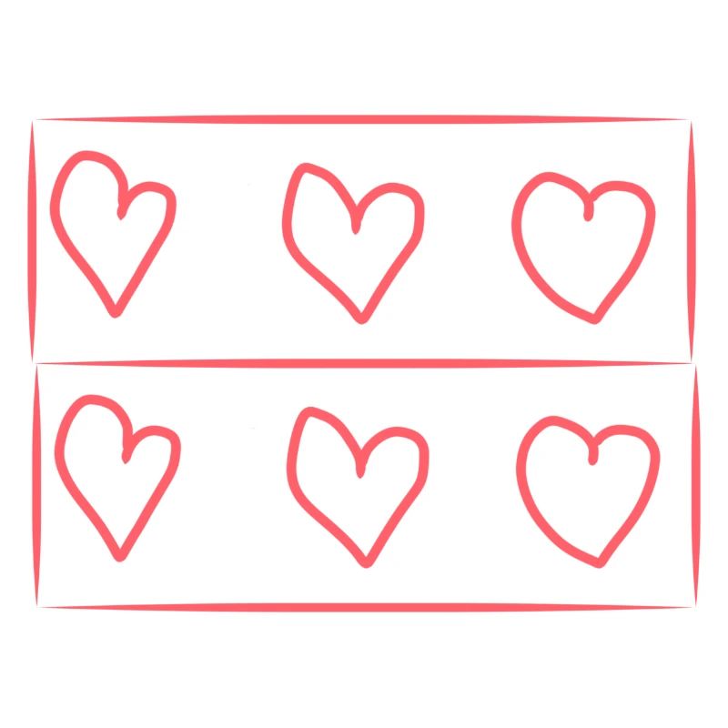 Six Coeurs Coeur Rectangle Rose