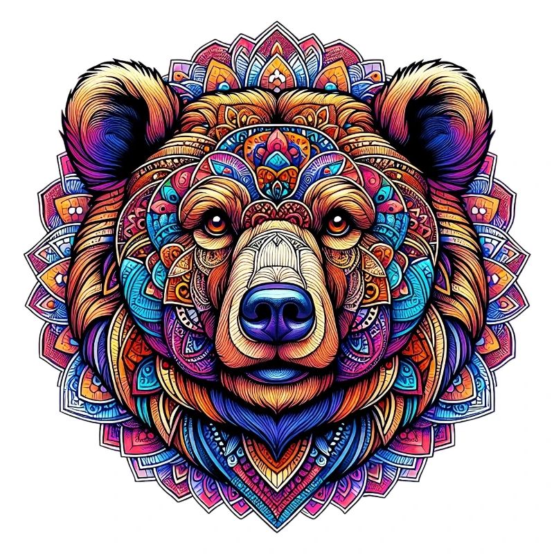 Bear decorated with Mandalas