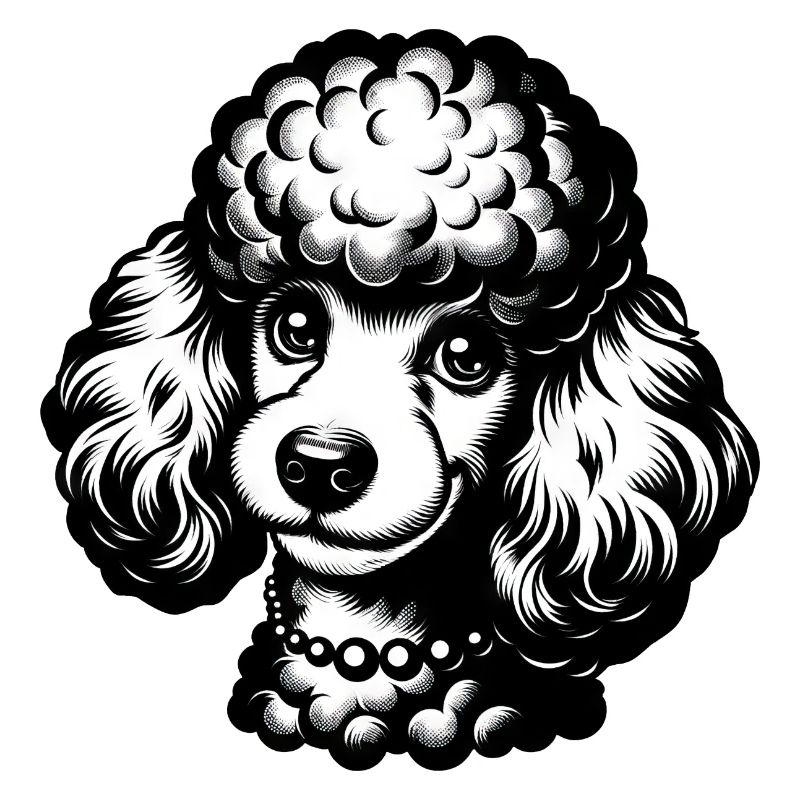 Dessin au crayon de caniche mignon