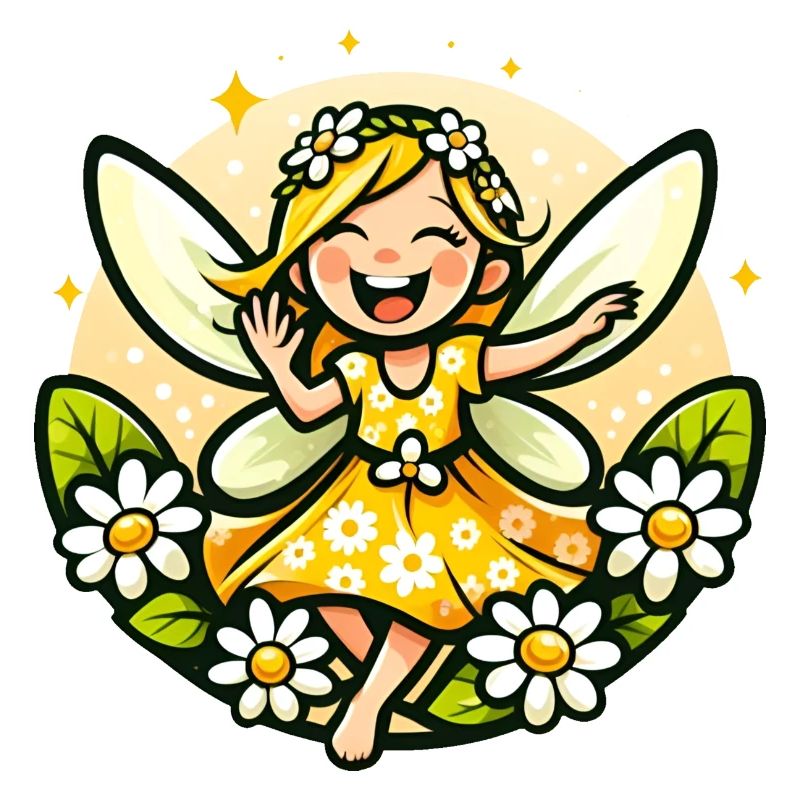 Süße Fee Gänseblümchen Blumenmädchen Lächeln