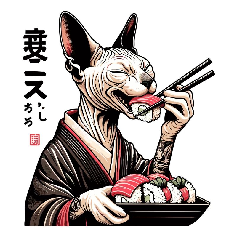 Sushi Sphynx Katze Maki Kimono Geschenk