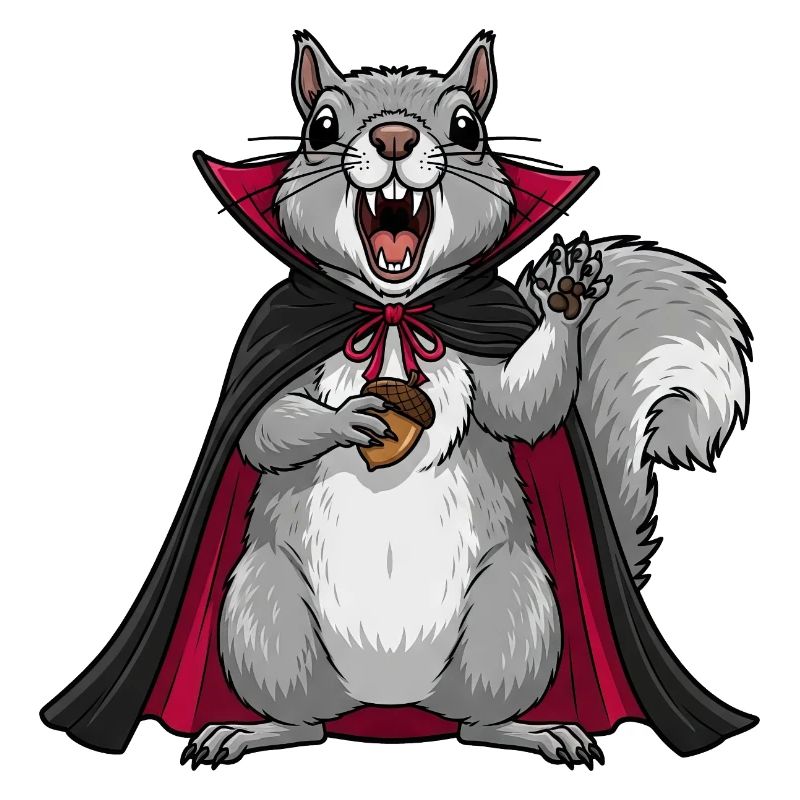 Cute Halloween Vampire Squirrel Cartoon