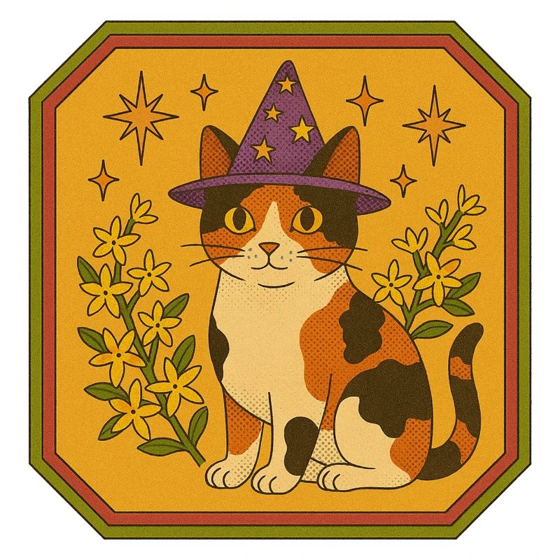 Calico-Hexenkatze mit Sternenhut