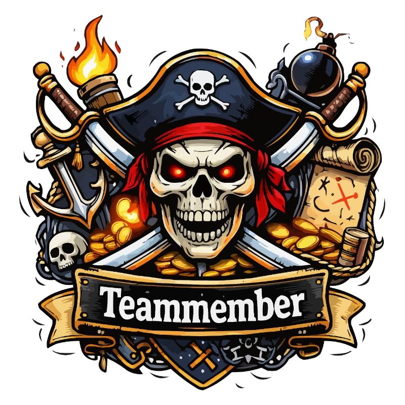 Team Members Pirate Skull Design