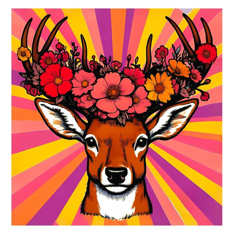 Hirsch mit Blumen