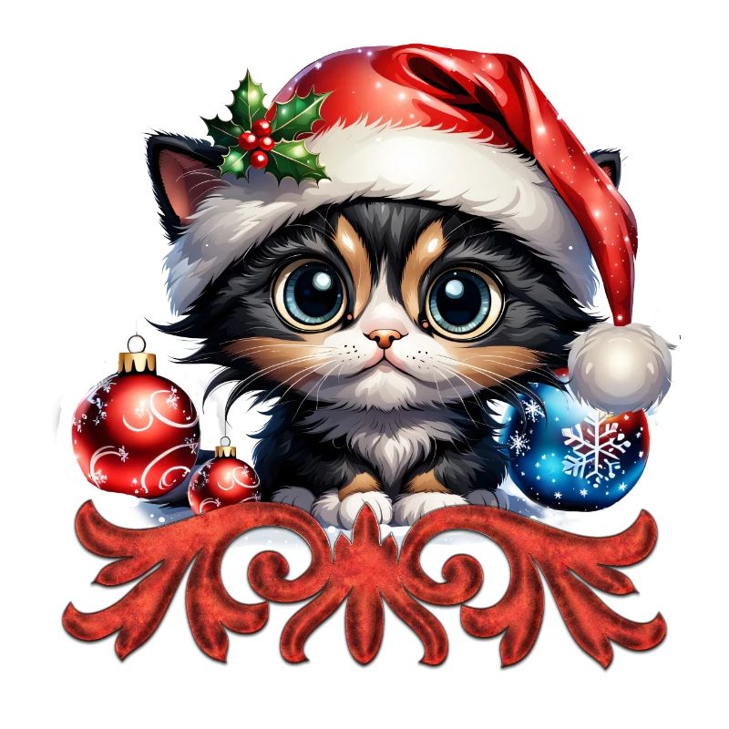 Adorable chaton de Noël.
