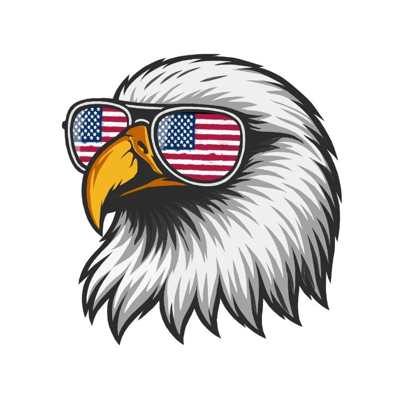 Aigle américain avec drapeau dans des lunettes