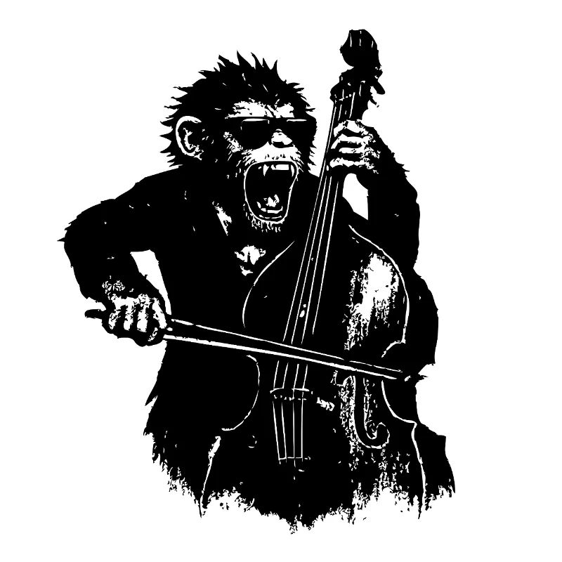 Wild monkey on the cello