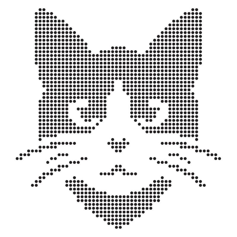 Dotted Cat Face Silhouette