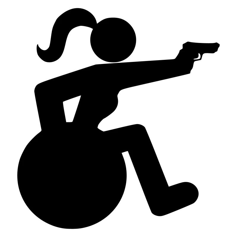 Schießendes Rollstuhlmädchen. Rollstuhlsportlerin *