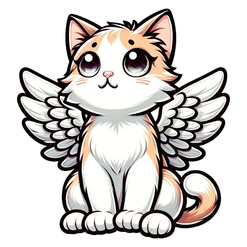 Dessin de bande dessinée ange chat mignon