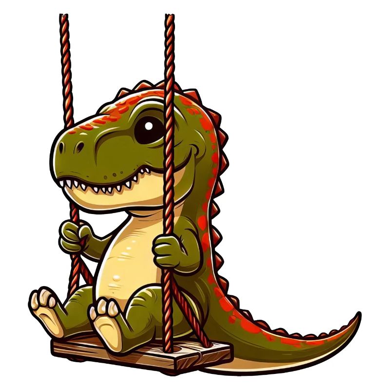 Pensive T-Rex on Playground Swing
