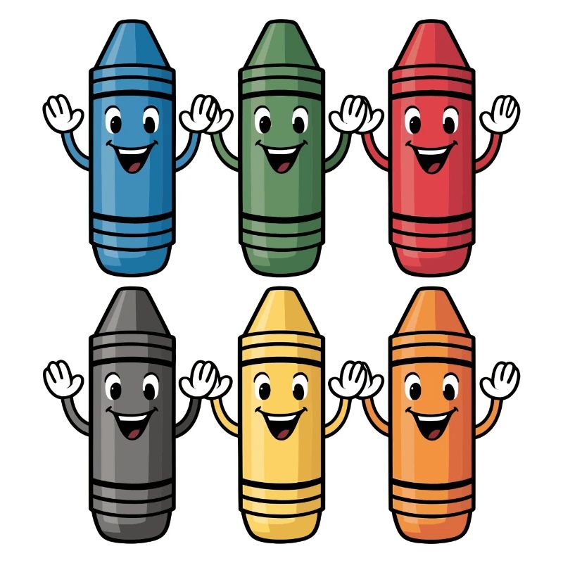 Colorful Smiling Crayon Character