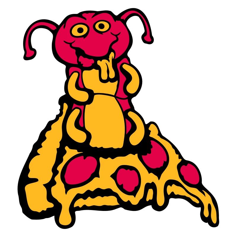 Caterpillar Eats Pizza Salami Hole Funny Hungry Cheese