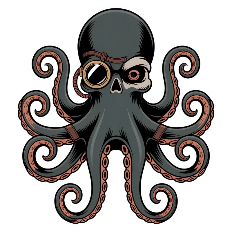 Pieuvre dans le style steampunk avec monocle