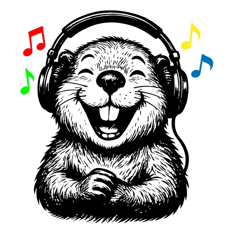 Happy Biber mit Kopfhörern Biber DJ Design