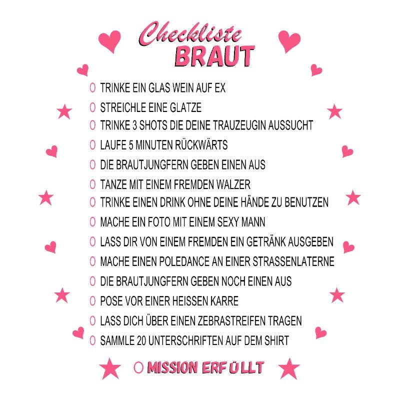 Braut Checkliste Pink