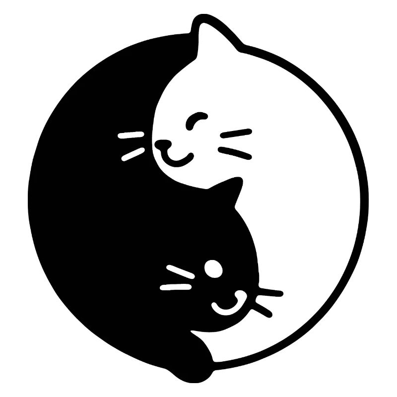 Duo de chats Yin et Yang
