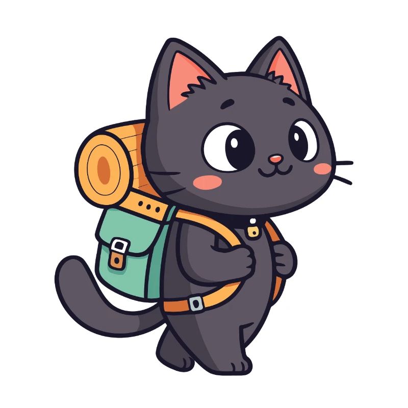 Chat randonneur avec sac à dos