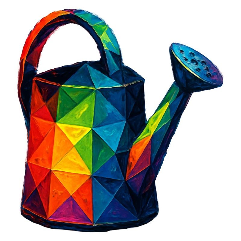 Low Poly Watering Can: Geometric Art for Garden