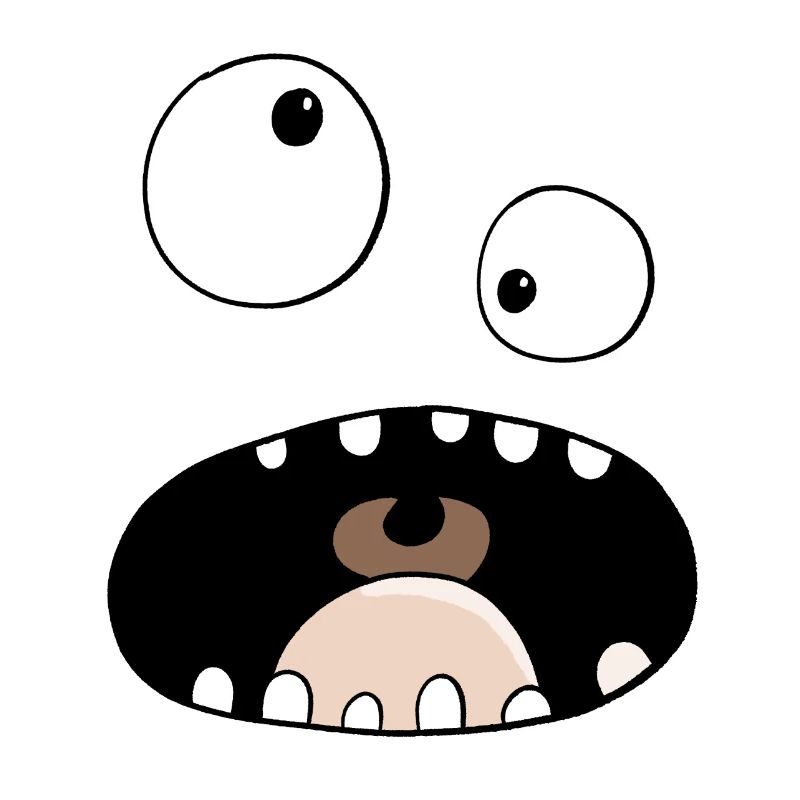 Visage de monstre drôle de bande dessinée
