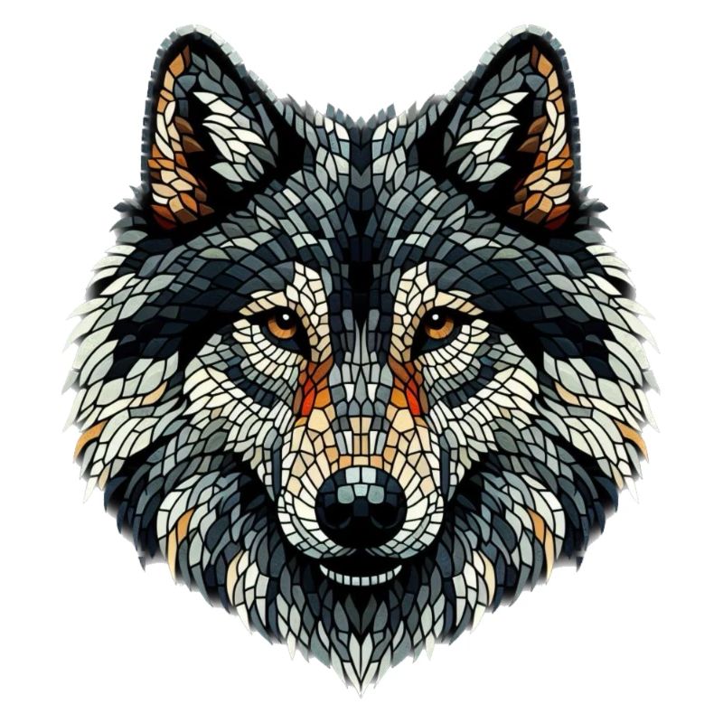 Bunter Wolf im Mosaik-Stil