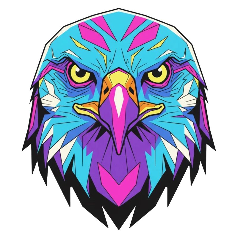 Geometric eagle in neon style