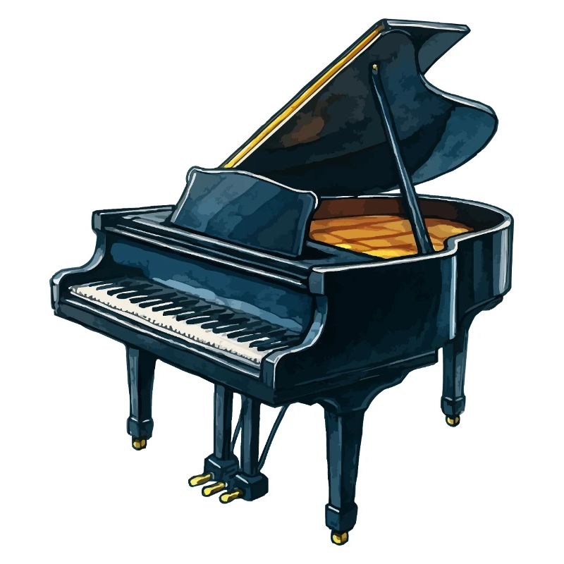 Piano à queue de concert bleu