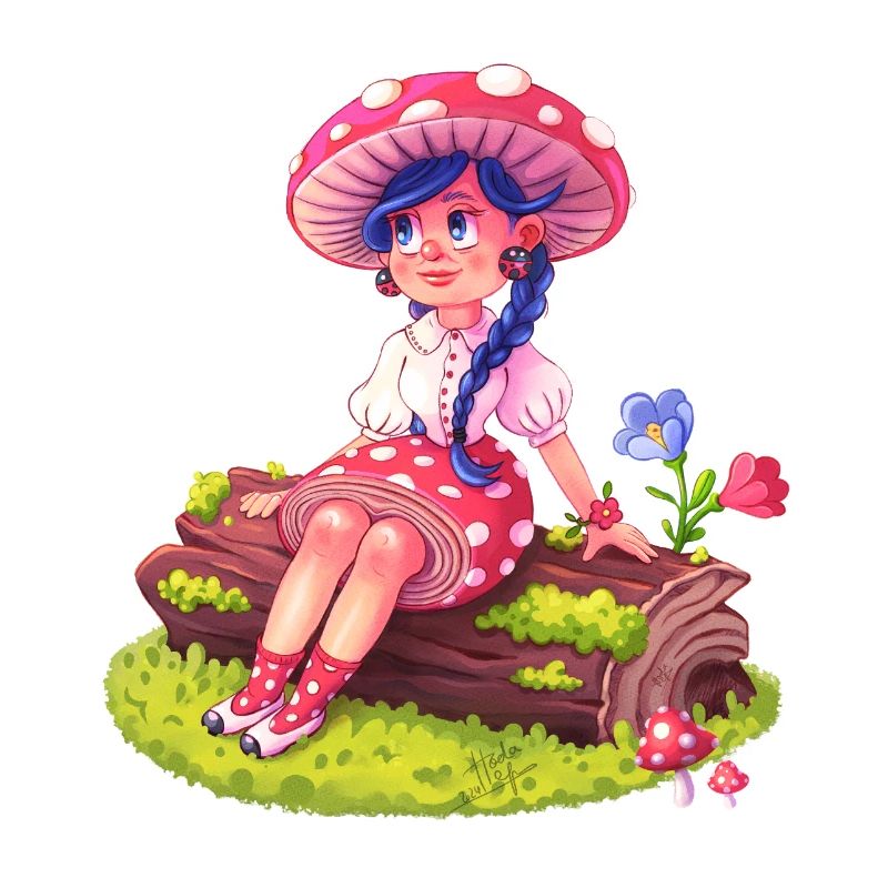 Fille Champignon dans une Forêt