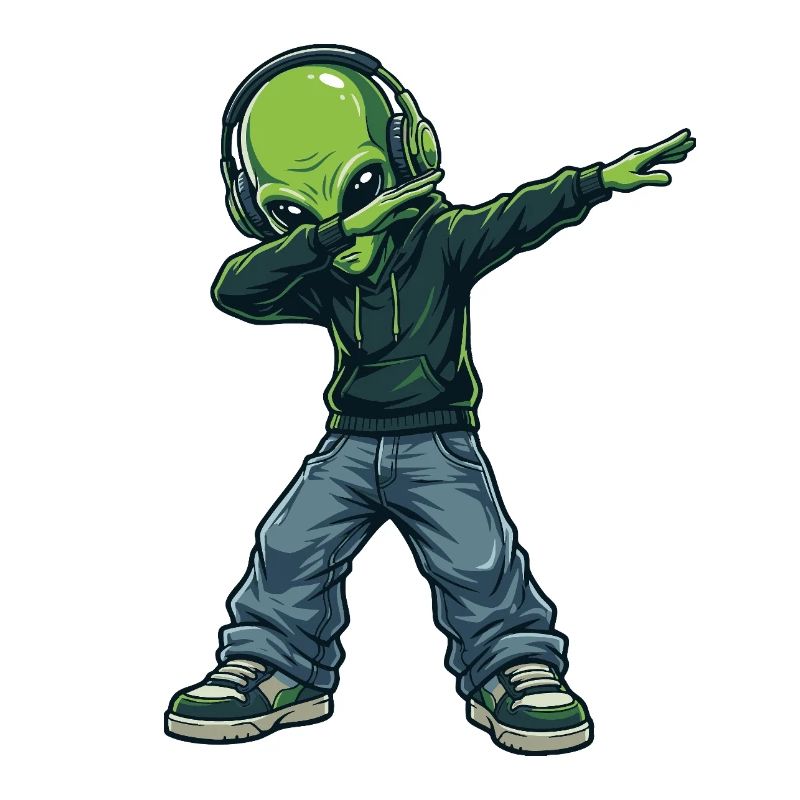 Dabbender Alien – lustiges Sci-Fi Cartoon Motiv