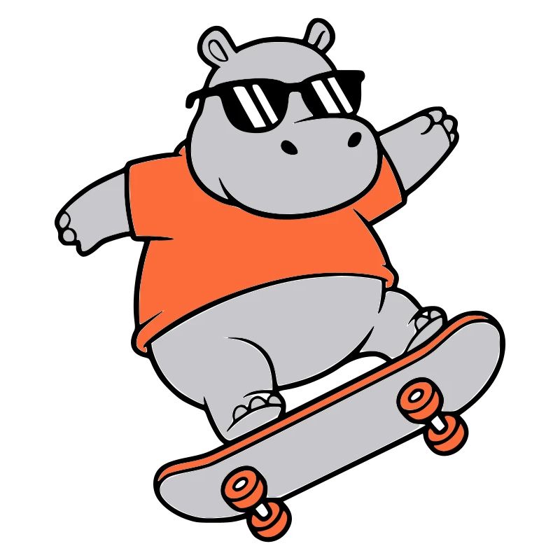 Cooles Nilpferd Skater Skateboard Vektor