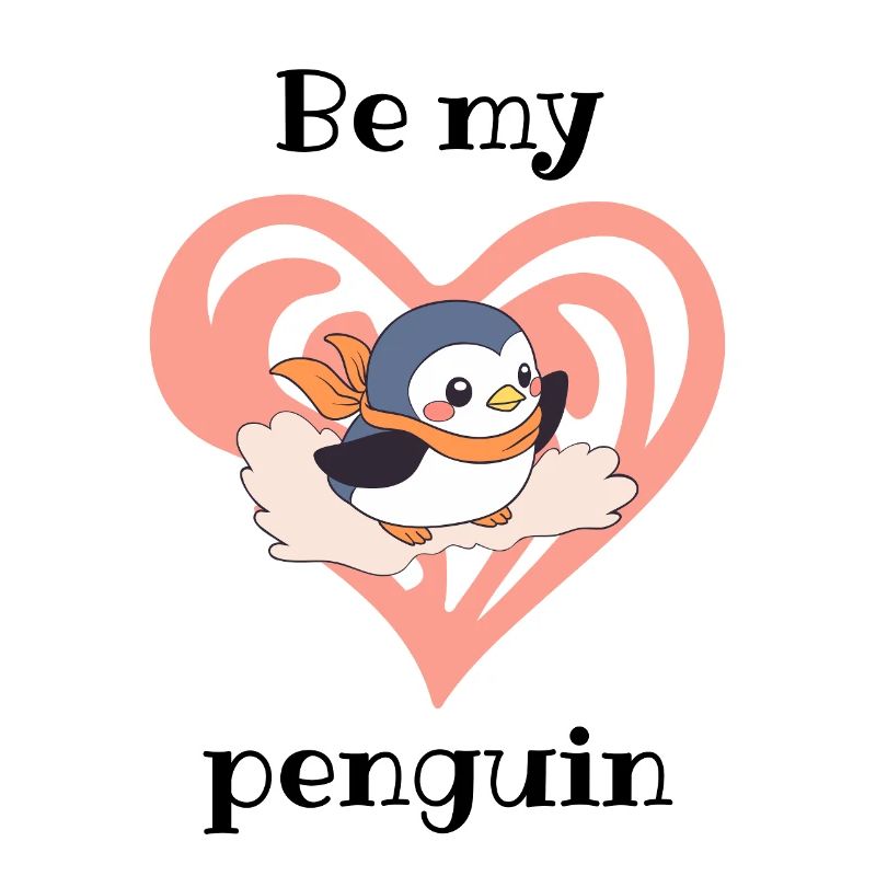 Pingouin Cœur avec Écharpe
