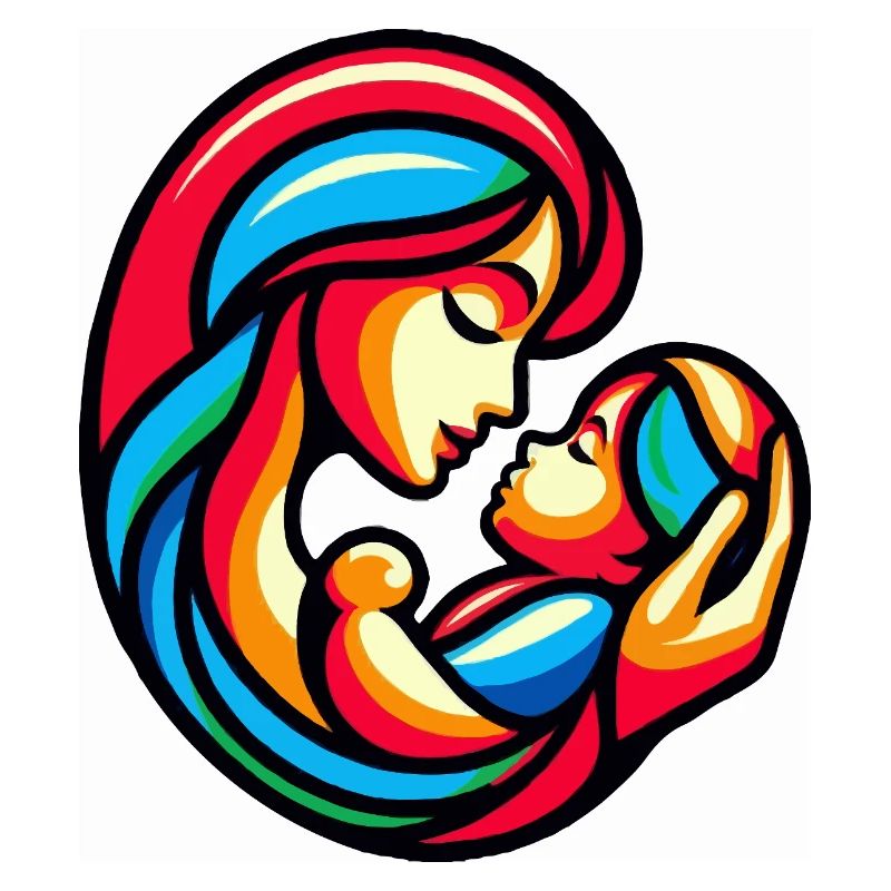 Harmonie colorée mère-enfant