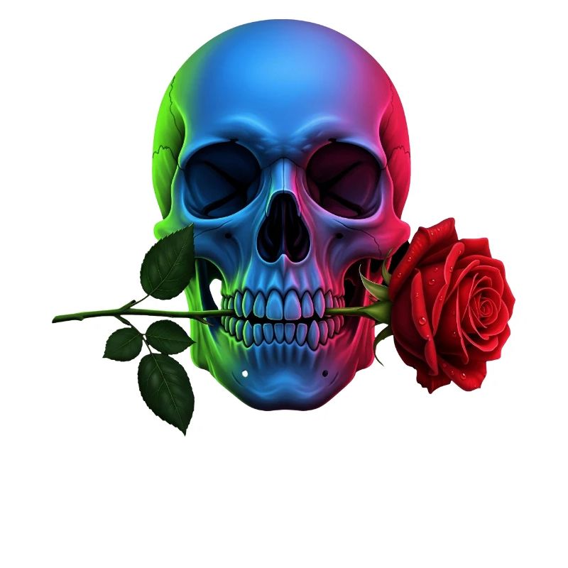 Neon Totenkopf mit Rose Gothic Design