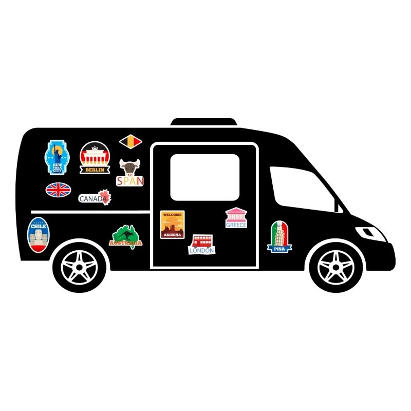 Van mit Aufklebern