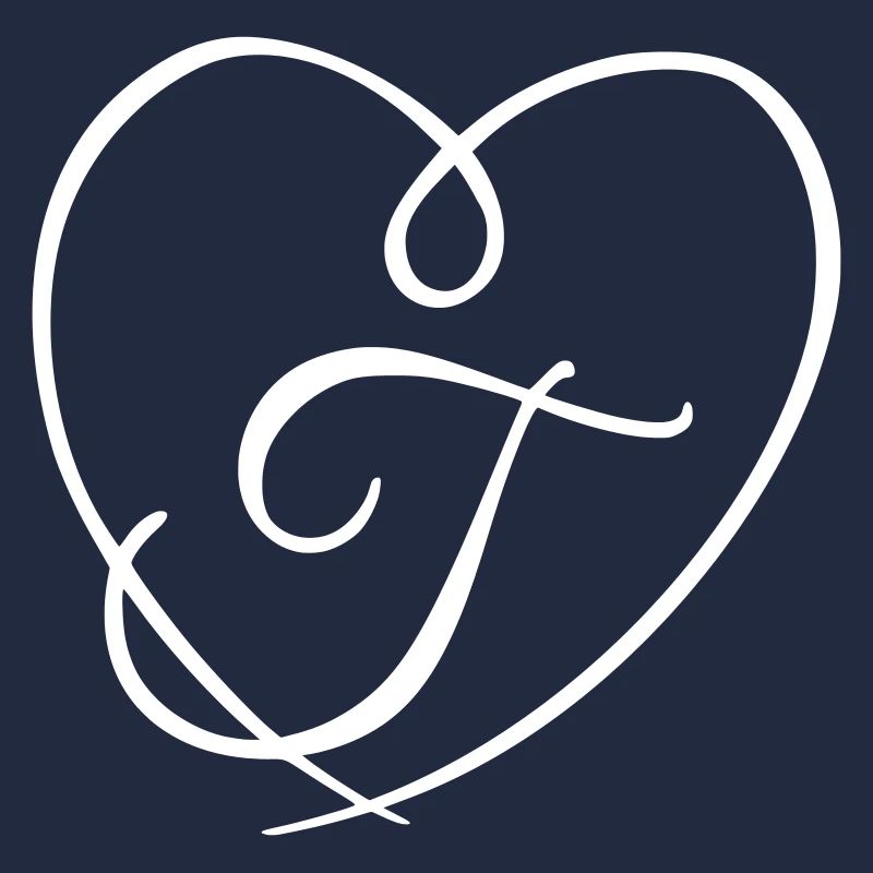 Letter T Calligraphy Heart