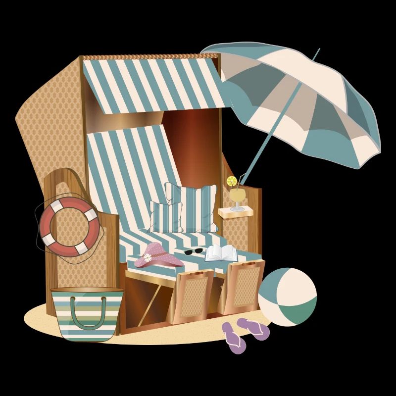 magnifique panier de plage sur la plage avec accessoires